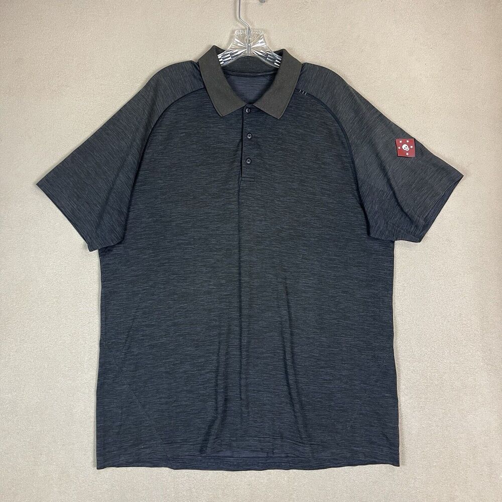 Lululemon Polo Shirt Mens XXL Gray Performance Stretch Athletic Fit Golf Tennis